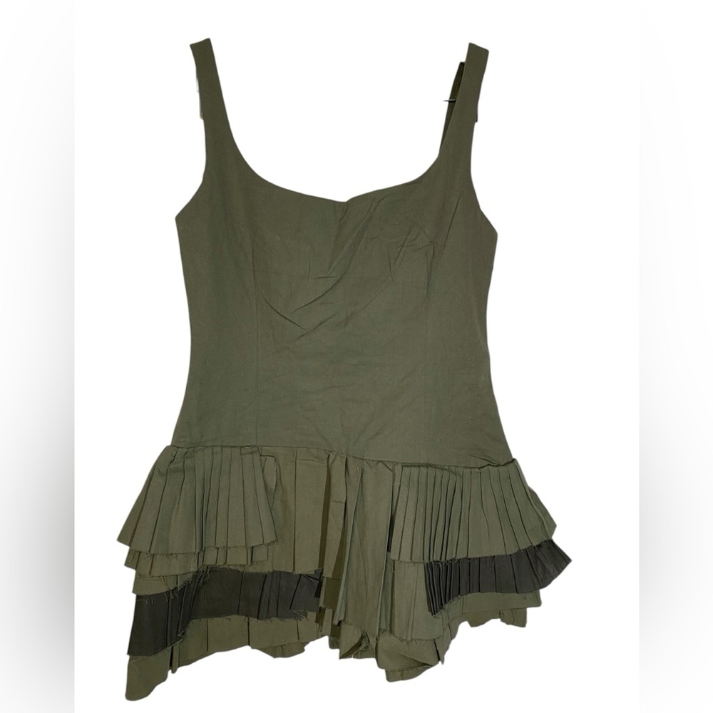 NEW INDEFEIR STUDIOS MINI DRESS COLOR OLIVE GREEN SIZE L
